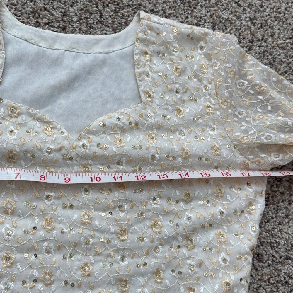 Embroidered  3 piece punjabi dress Set with salwar kurta and dupatta - Picture 9 of 13